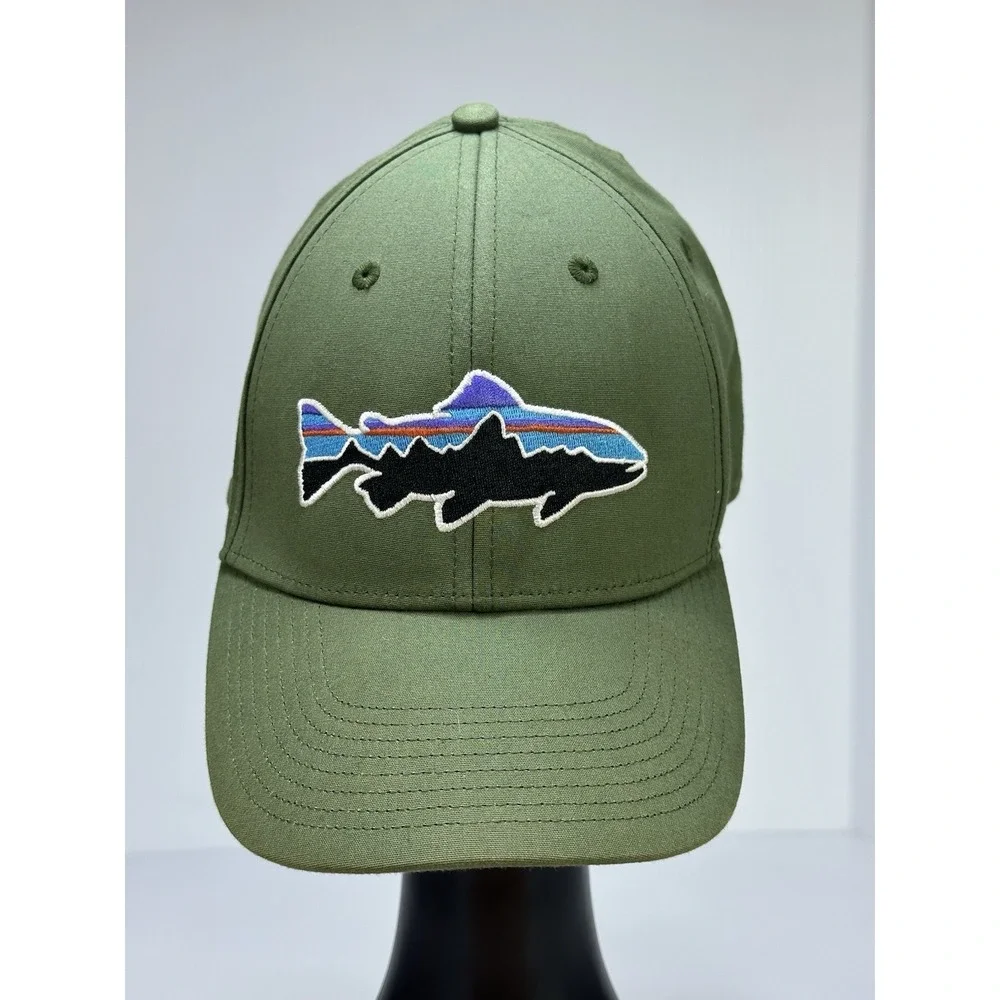 Patagonia Fitz Roy Fish Trout Hat Cap Green Snap Back One Size